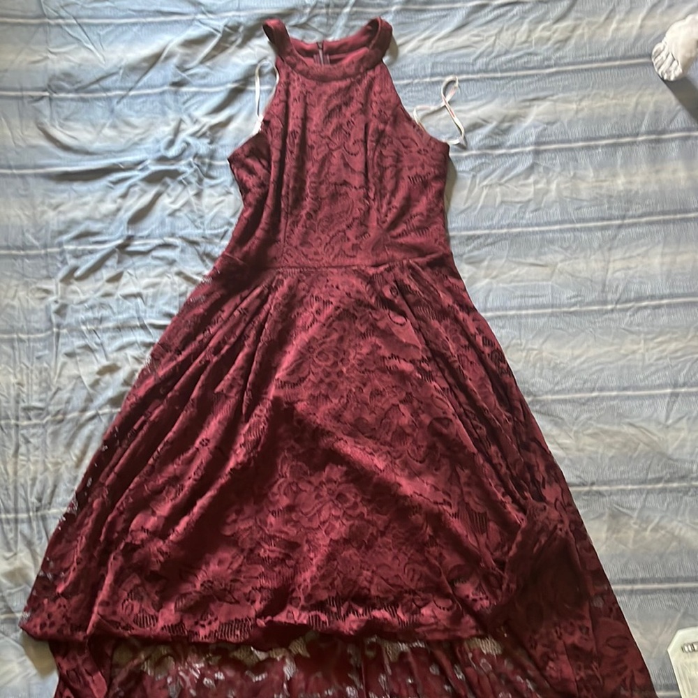 Medium Halter neck and high low dress from Dressystar, in maroon.